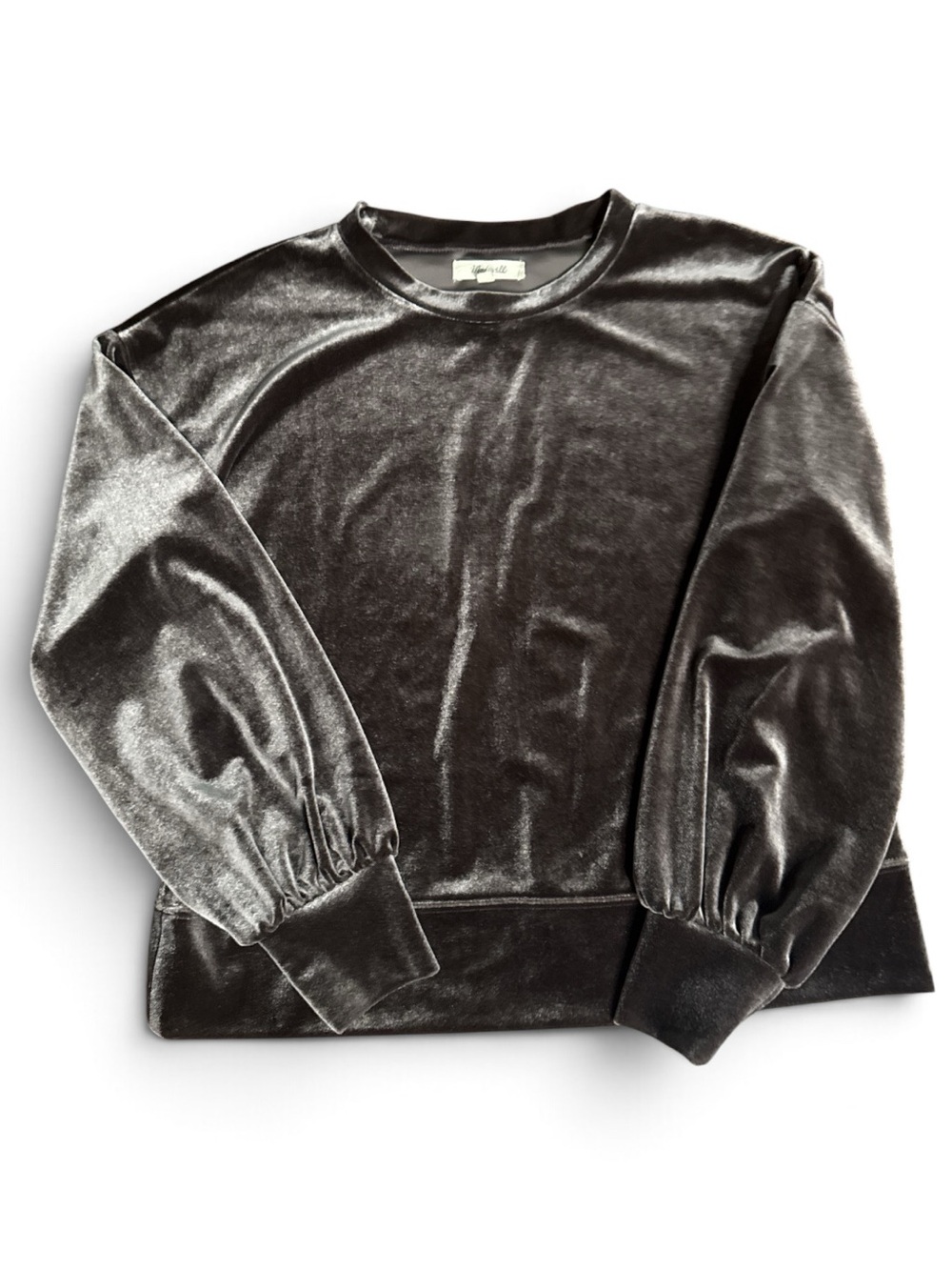 Madewell Velvet Balloon-Sleeve Sweatshirt Brown XS